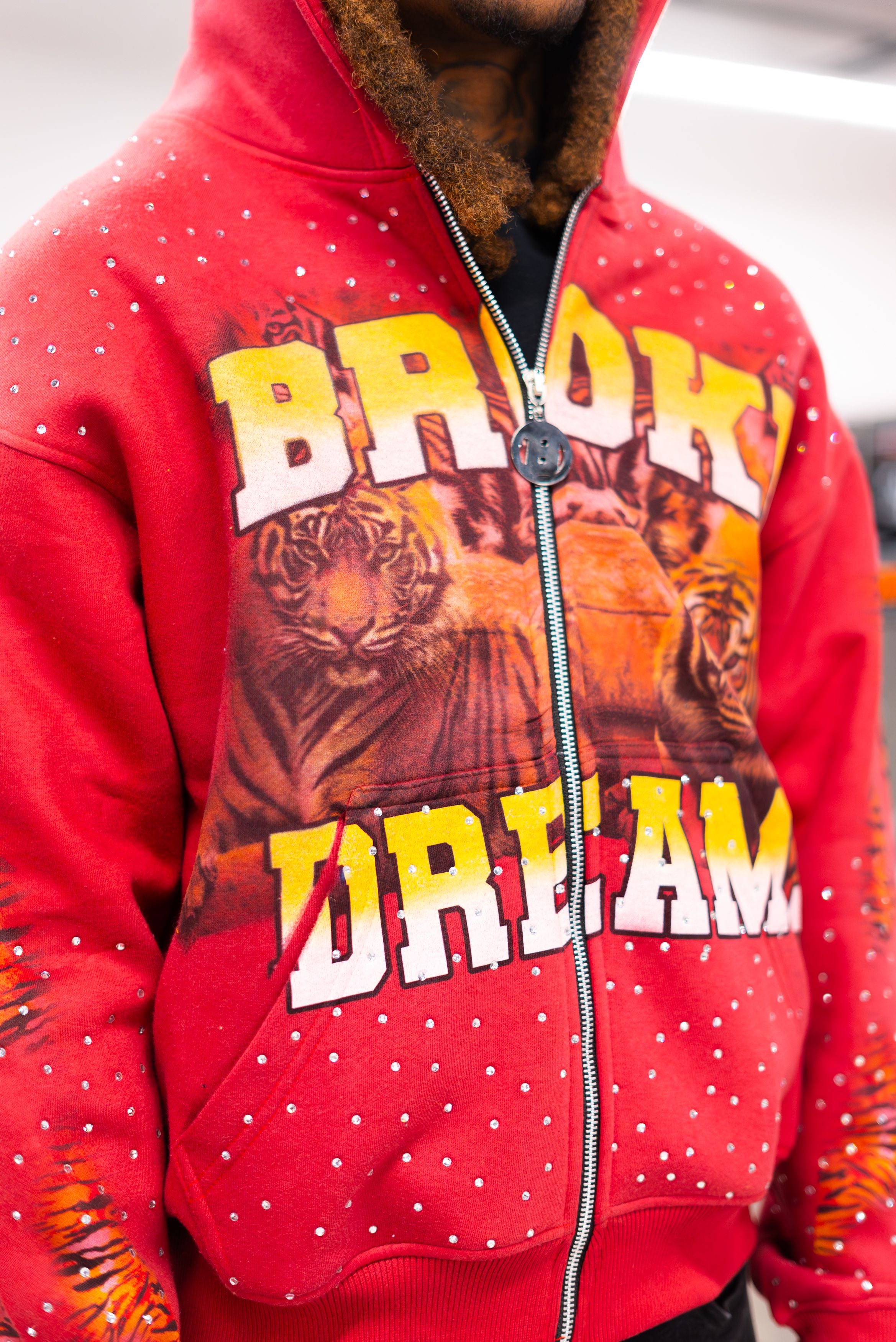 Broke' Red Tiger Hoodie